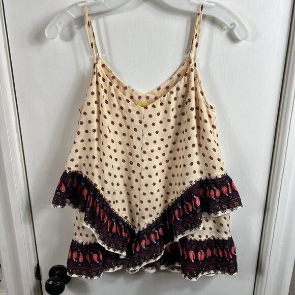 Maeve Buteh Borders Paisley Ruffle Tiered top.  Anthropologie. - Picture 1 of 6